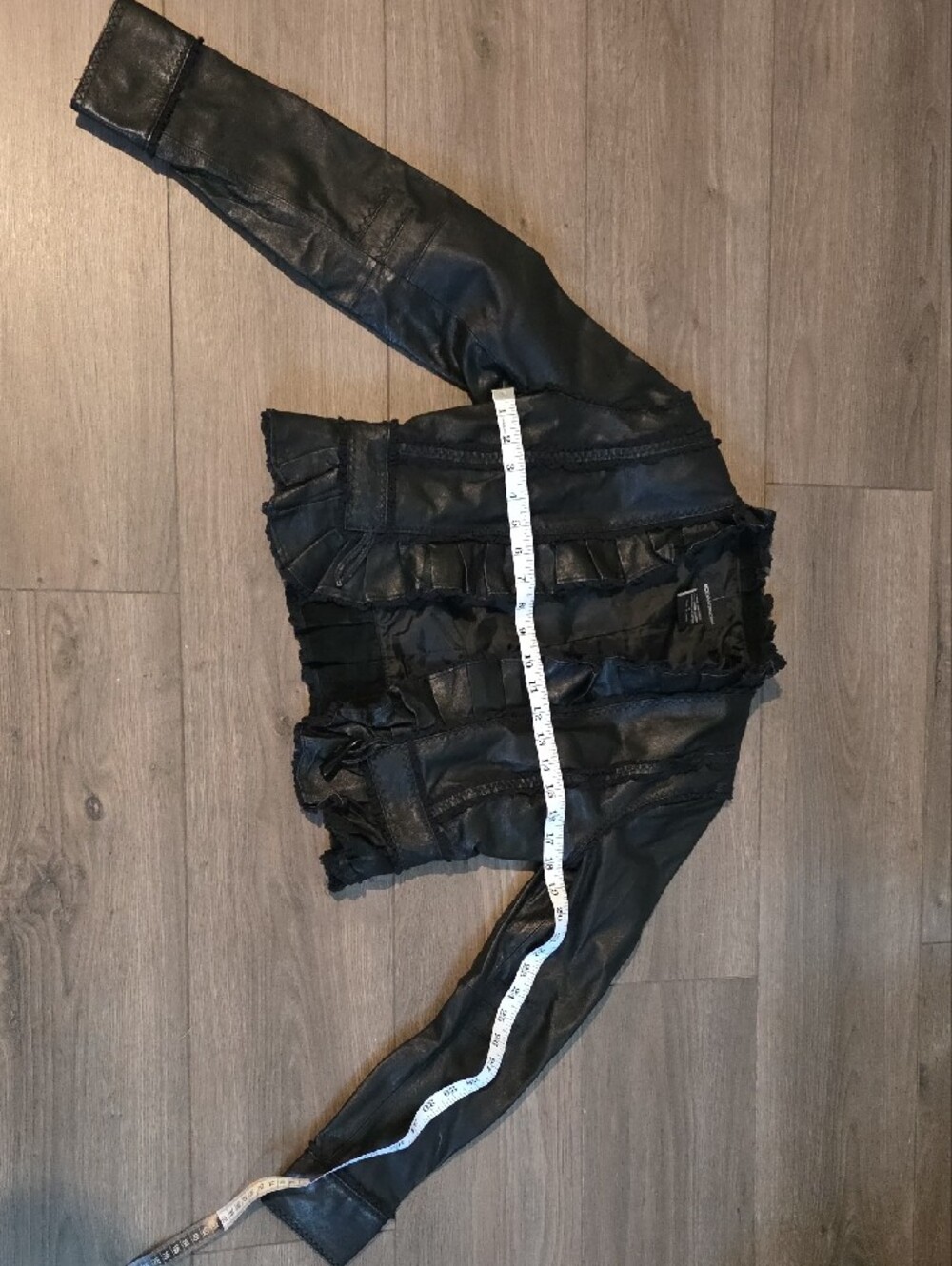 Moda International Black Ruffle-Trim Leather Jacket - Picture 2 of 5
